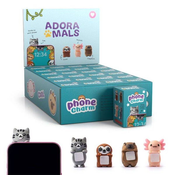 CHARM 3D PARA MÓVIL ADORAMALS - AJOLOTE. PEREZOSO. CAPIBARA Y GATO