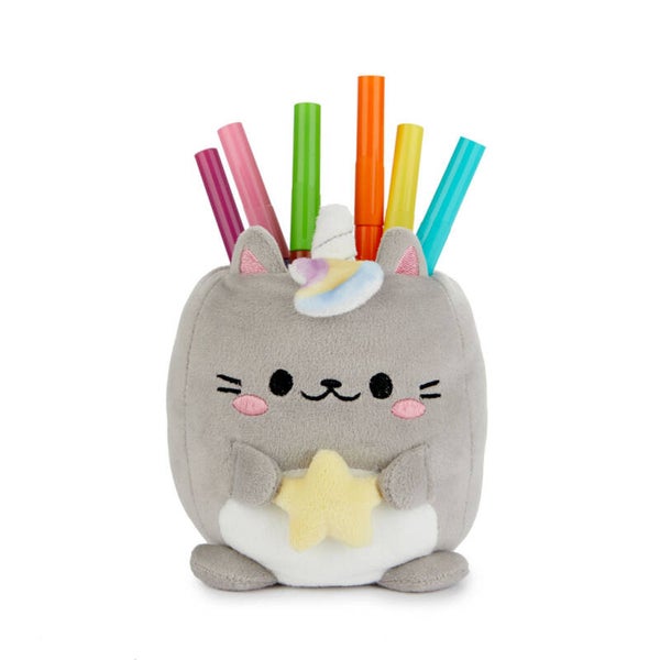 PORTALÁPICES FLUFFY KAWAII STARRY GRIS TELA & GATO