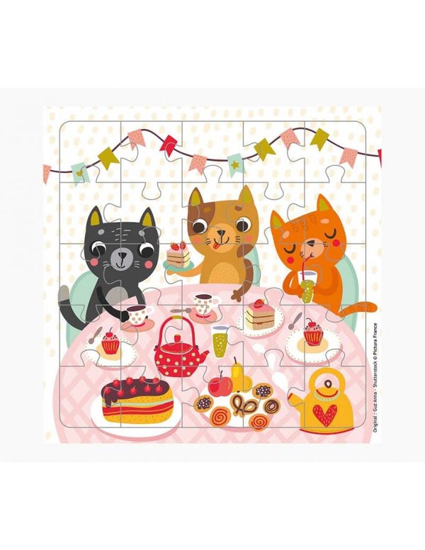 TARJETAS DE FELICITACIÓN PUZZLE TROIS PETITS CHATS GATO