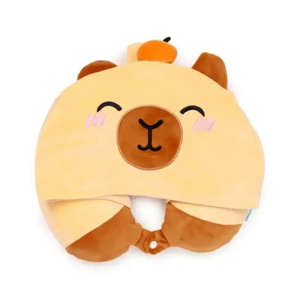 ALMOHADA DE VIAJE CON MEMORIA Y CAPUCHA HOODEAZZZ DUKE EL CAPIBARA