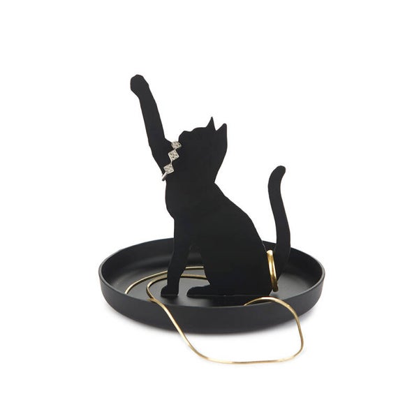 PORTA ANILLOS FELINE NEGRO METAL & GATO