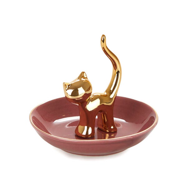 PORTA ANILLOS GATTO DORADO PORCELANA &  GATO