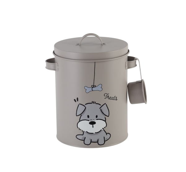 BOTE METAL 22X18X25 COMIDA PERRO GRIS