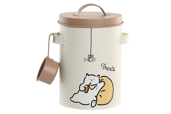 BOTE METAL 17X15X22 COMIDA GATO BEIGE