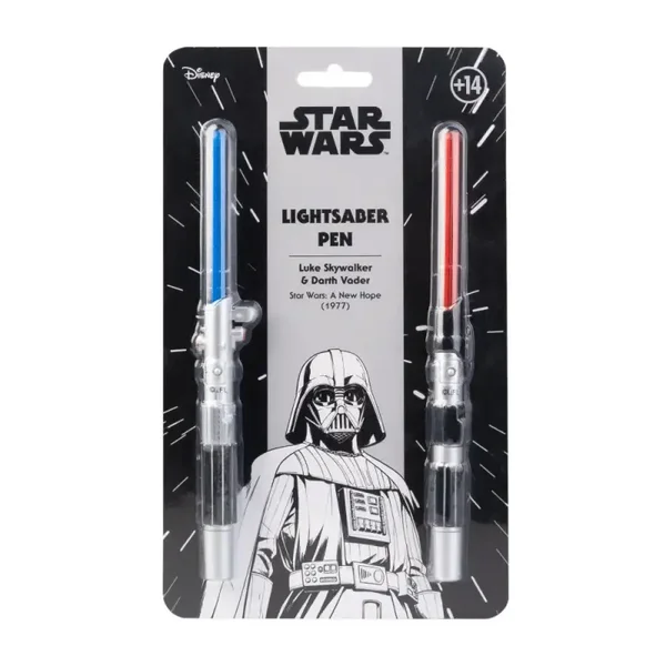 SET DE 2 BOLÍGRAFOS SABLES DE LUZ STAR WARS LUKE SKYWALKER Y DARTH VADER