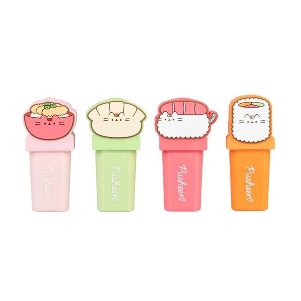 SET DE 4 SUBRAYADORES CON TOPPER GATO PUSHEEN SUSHI ROLL
