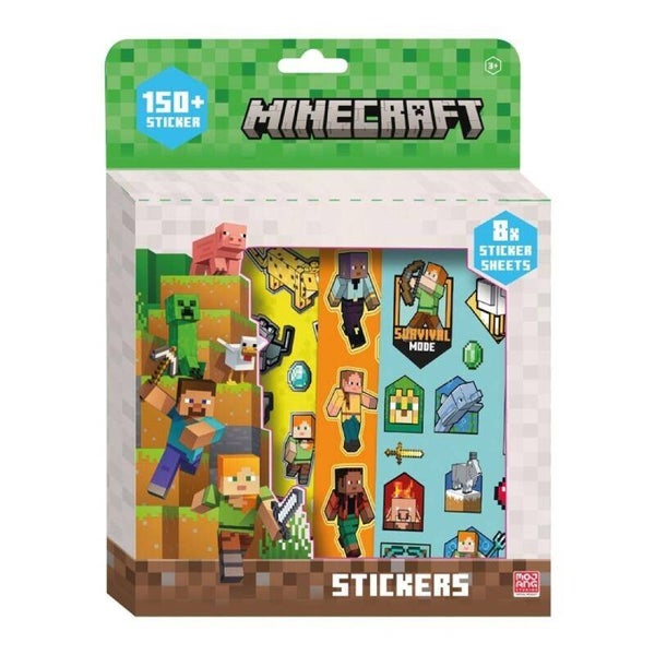 SET PEGATINAS MINECFRAFT 8 HOJAS CON 150 STICKERS