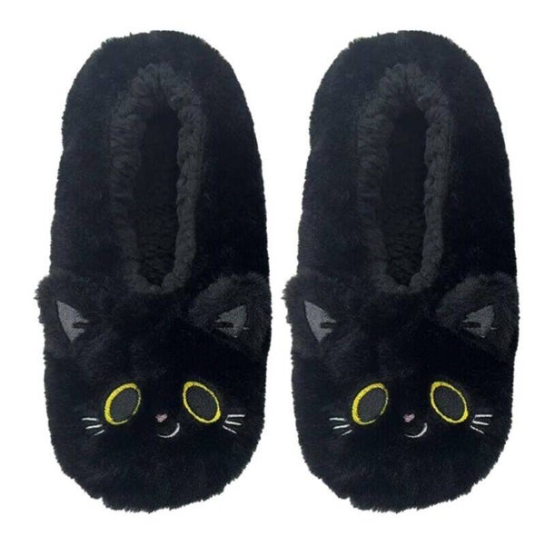 ZAPATILLAS DE PELUCHE ANTIDESLIZANTES GATO NEGRO LUCKY THE BLACK CAT
