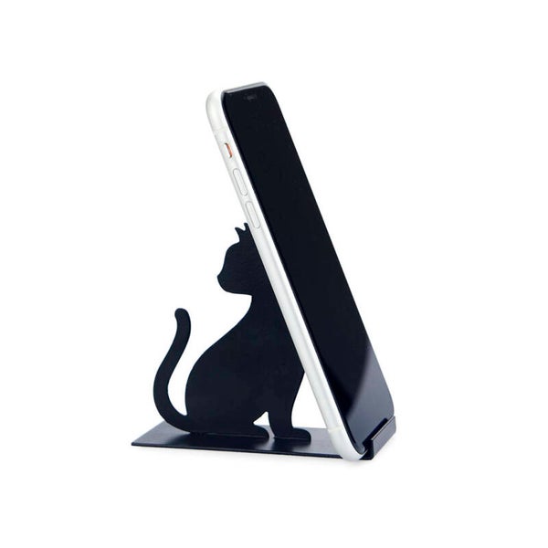 SOPORTE SMARTPHONE FELINE GATO NEGRO METAL