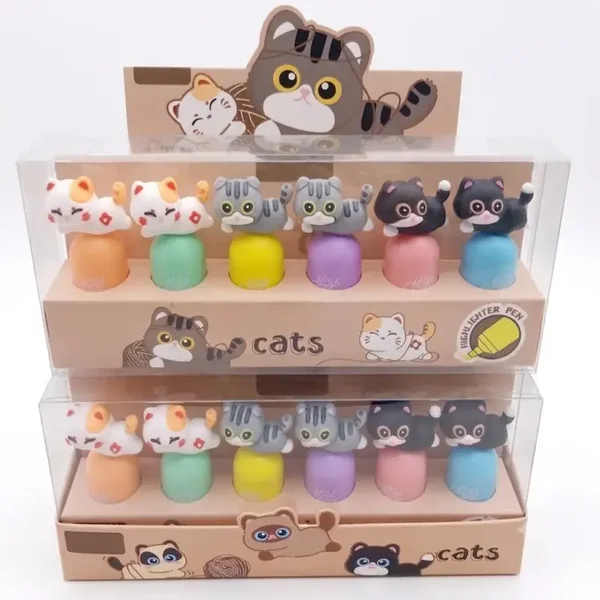 6 SUBRAYADORES CON TOPE DE GATO