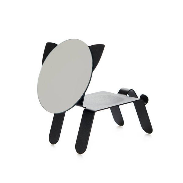 ESPEJO DE SOBREMESA GATO NEGRO METAL