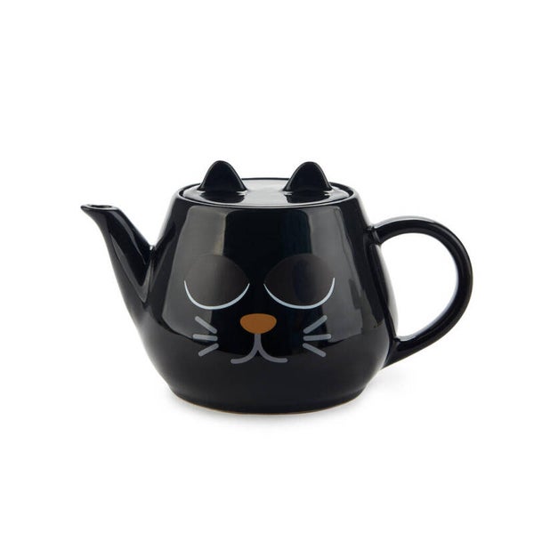 TETERA WAKE CAT NEGRO CERÁMICA GATO