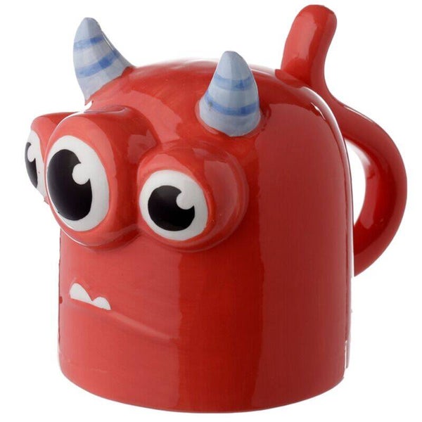 TAZÓN DE CERÁMICA 3D CON FORMA MONSTRUO MONSTARZ ROJO DEL REVÉS
