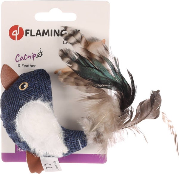 FLAMINGO PÁJARO DE JUGUETE PARA GATO - JEANY - AZUL
