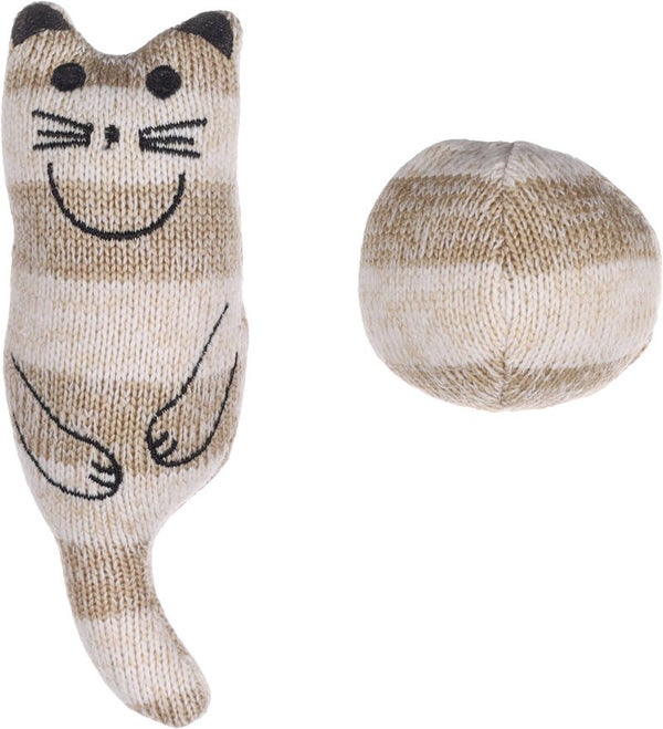 FLAMINGO GATO DE JUGUETE PARA GATO CON PELOTA A RAYAS - FACI - MARRÓN