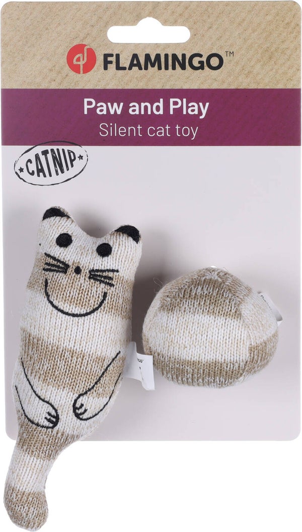 FLAMINGO GATO DE JUGUETE PARA GATO CON PELOTA A RAYAS - FACI - MARRÓN