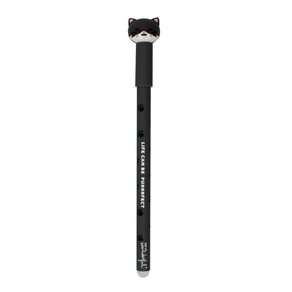 BOLÍGRAFO BORRABLE CON TINTA NEGRA 14CM GATO