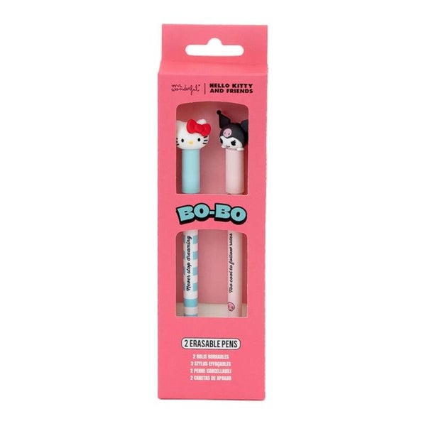 SET DE 2 BOLÍGRAFOS BORRABLES BO-BO HELLO KITTY Y KUROMI TINTA NEGRA Y AZUL