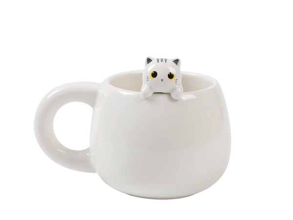 TAZA DE CERÁMICA CON CHARM WHITE GATO