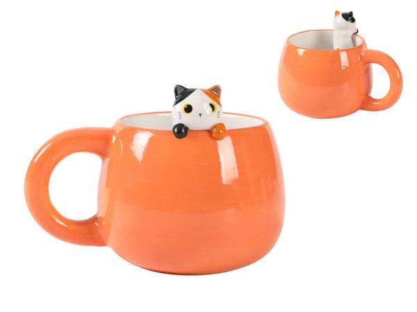 TAZA DE CERÁMICA CON CHARM ORANGE CAT GATO