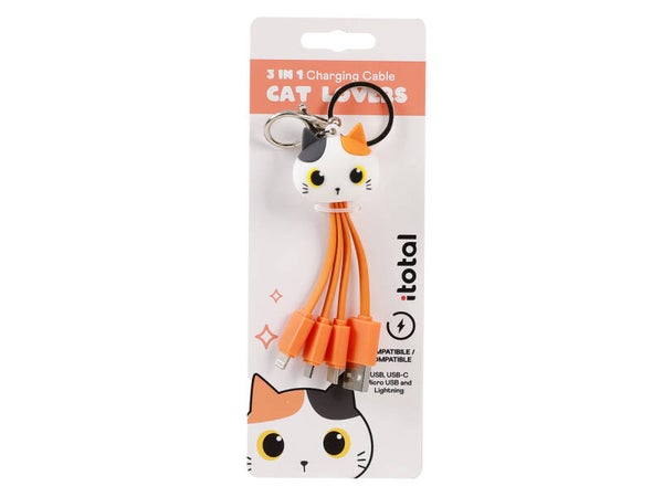 CABLE 3 EN 1 ORANGE CAT GATO