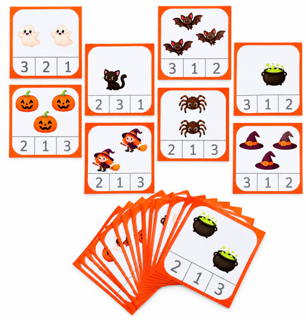 Cartes à pinces d'Halloween - 1 à 3