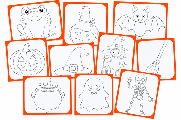 Les dessins d'Halloween : relier les pointillés