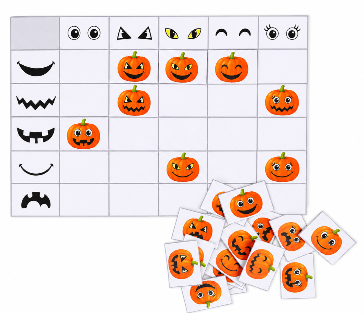Les citrouilles tableau à double entrée 5X5
