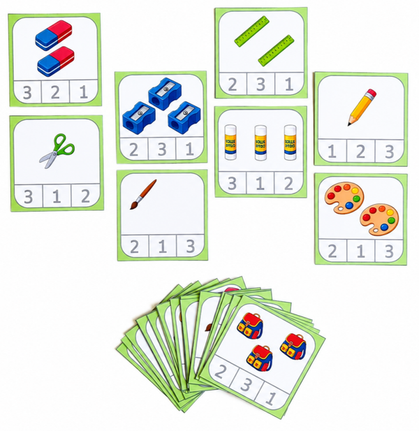 Les cartes à pinces de la rentrée 1 à 3
