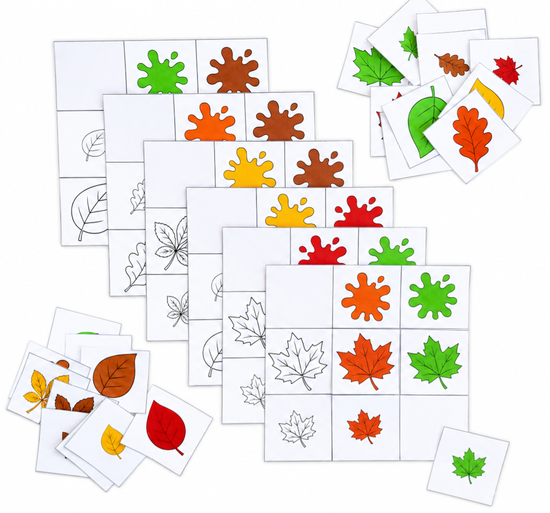 Les tableaux à double entrée des feuilles d'automne 2X2 tailles