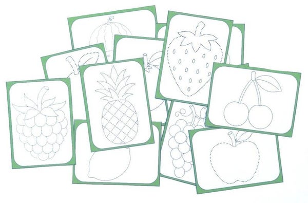 Les dessins des fruits : relier les pointillés
