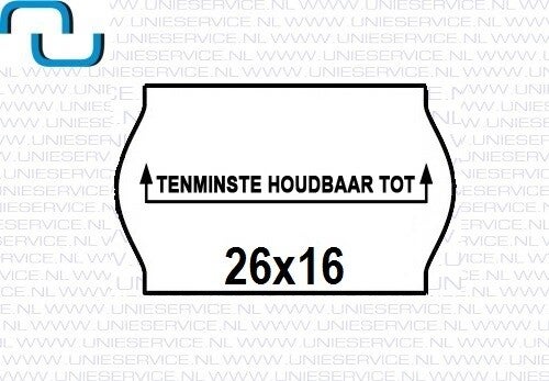 Prijsetiketten 26x16 mm, bedrukt THT, permanent