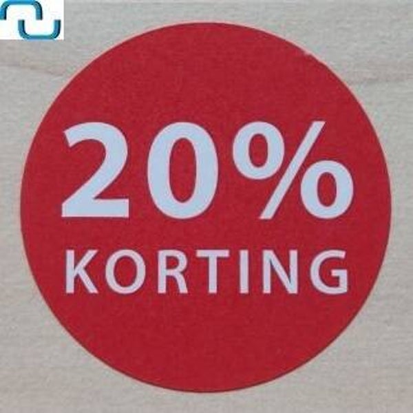 Kortingsstickers op rol 20%