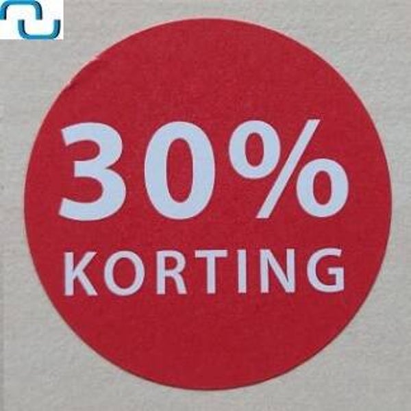 Kortingsstickers op rol 30%