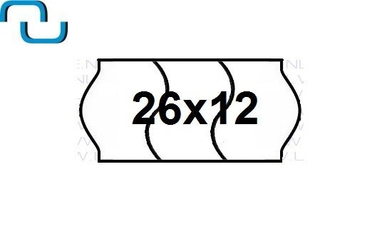 Prijsetiketten 26x12 mm, wit, met anti-diefstal curve
