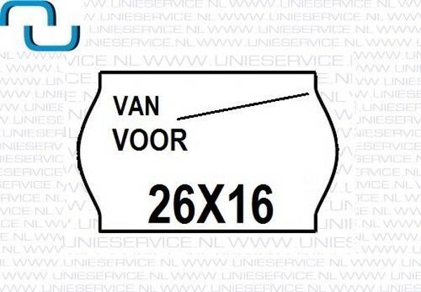 Prijsetiketten 26x16 mm, VAN / VOOR, wit, permanent