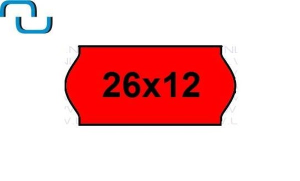 Prijsetiketten 26x12 mm, fluor rood, permanent