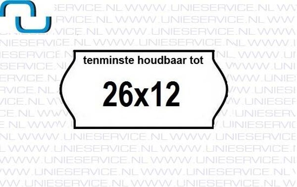 Prijsetiketten 26x12 mm, bedrukt THT, permanent