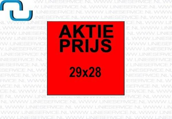 Prijsetiketten 29x28 mm, AKTIEPRIJS, fluor rood, permanent