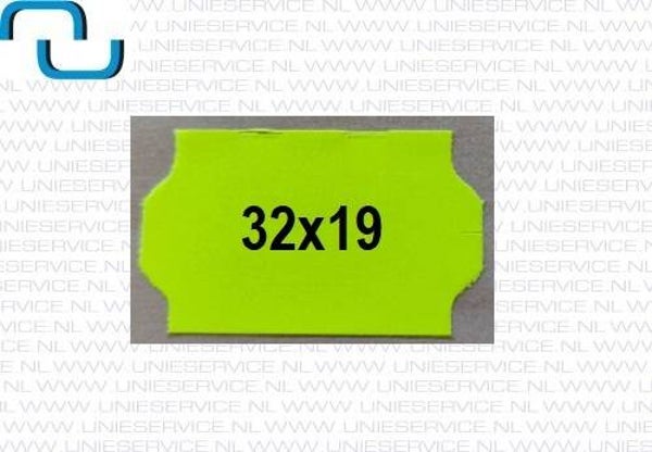 Prijsetiketten 32x19 mm, fluor geel, permanent