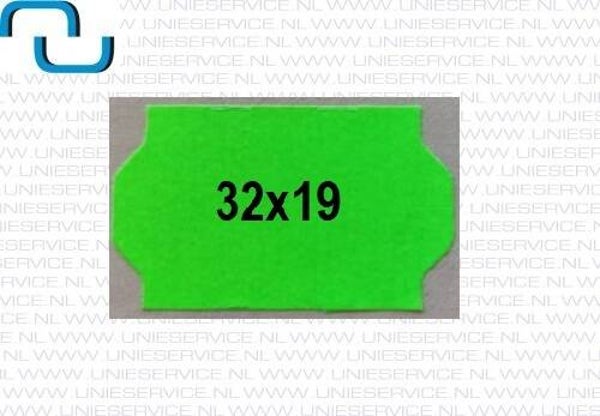 Prijsetiketten 32x19 mm, fluor groen, permanent