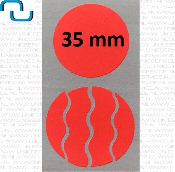 Prijsetiketten 35 mm, anti-diefstal, fluor rood, permanent