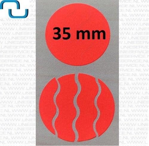 Prijsetiketten 35 mm, anti-diefstal, fluor rood, permanent