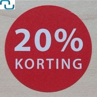 Kortingsstickers op rol 20%