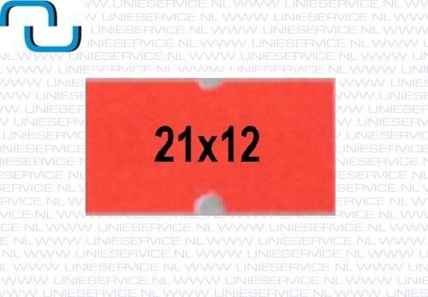 Prijsetiketten 21x12 mm,  fluor rood, permanent