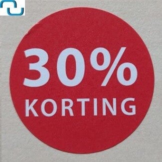 Kortingsstickers op rol 30%