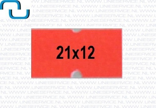 Prijsetiketten 21x12 mm,  fluor rood, permanent