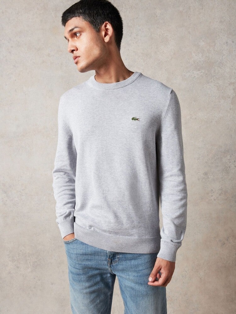Lacoste heren trui grijs 100% wol