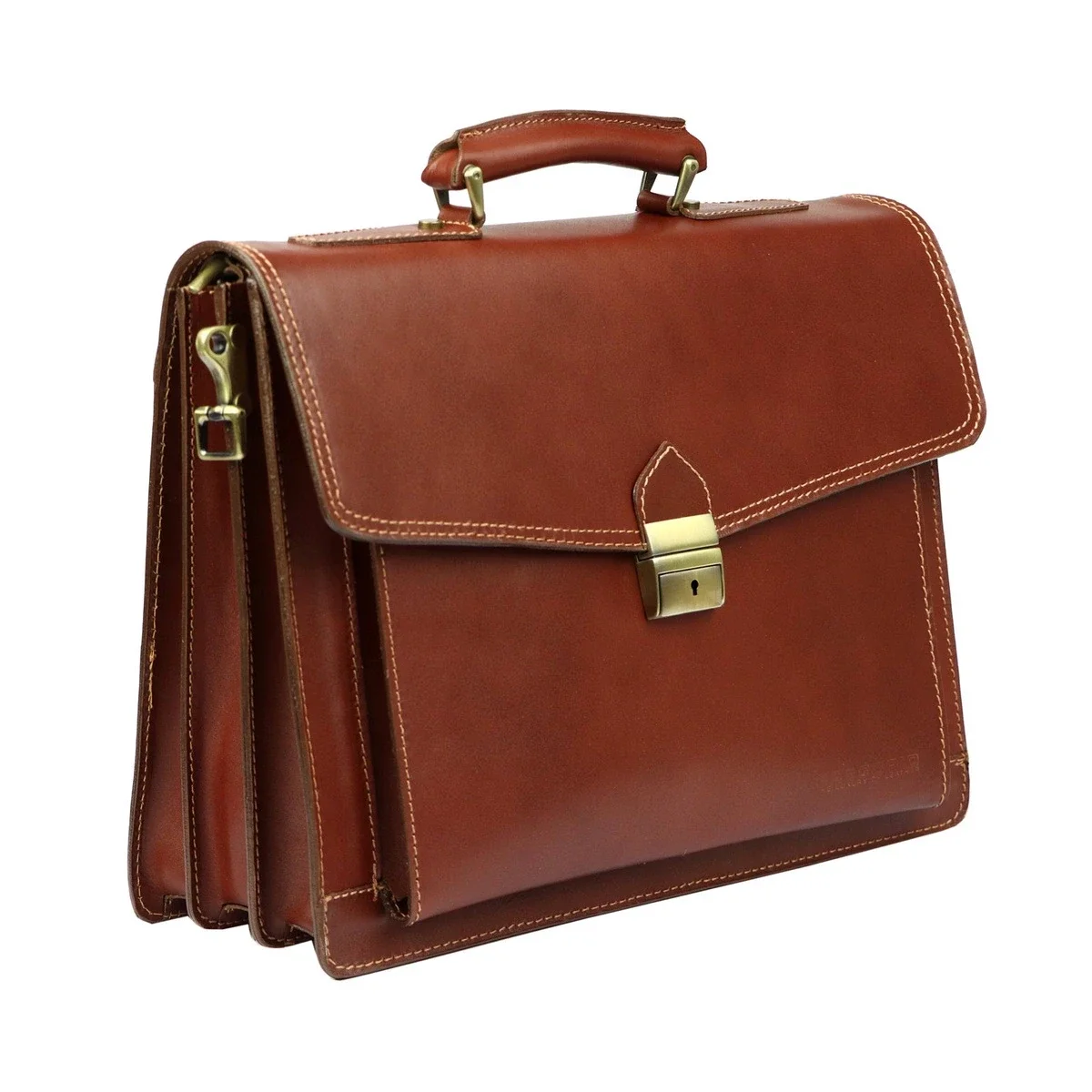 Klassieke bruin heren aktetas van echt leer