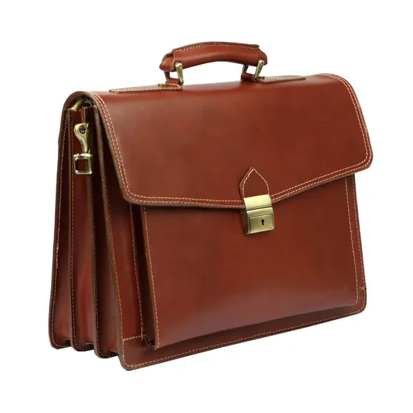 Klassieke bruin heren aktetas van echt leer